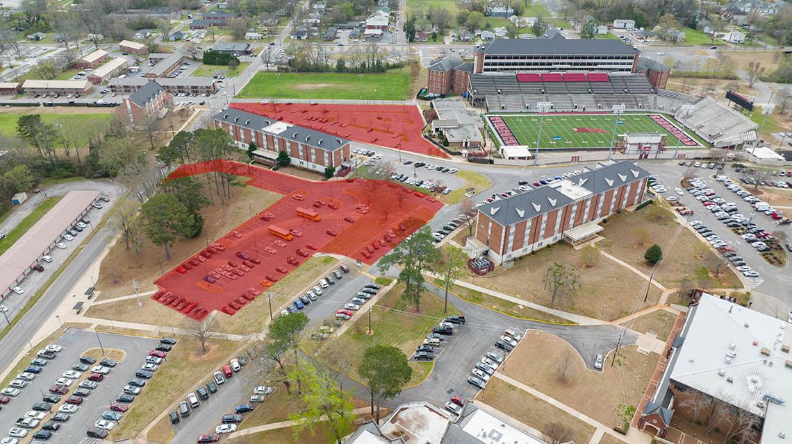 Closed parking around Curtiss Hall and the Football Field House